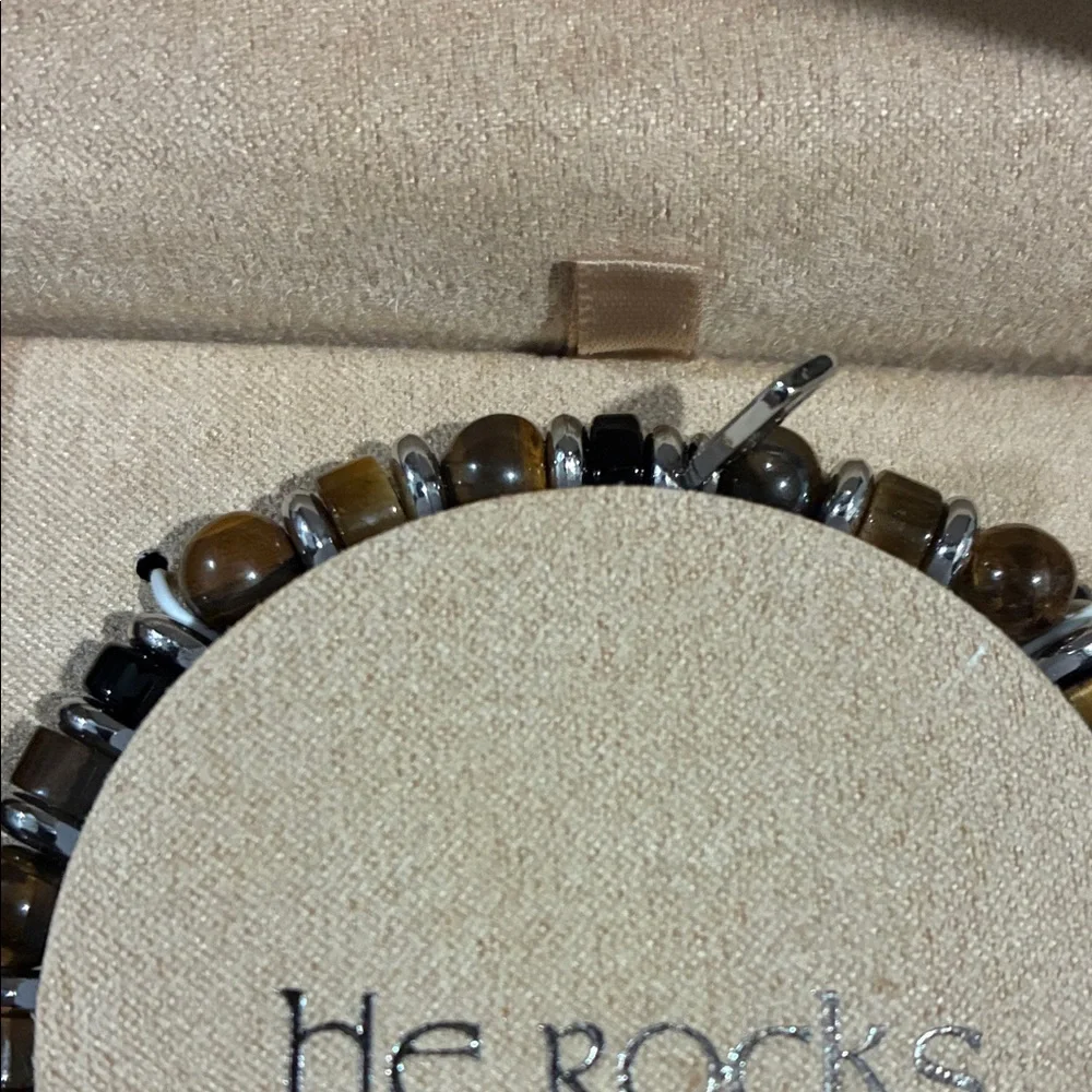 Rocks Silver Plated Bracelet with Brown and Black Beads